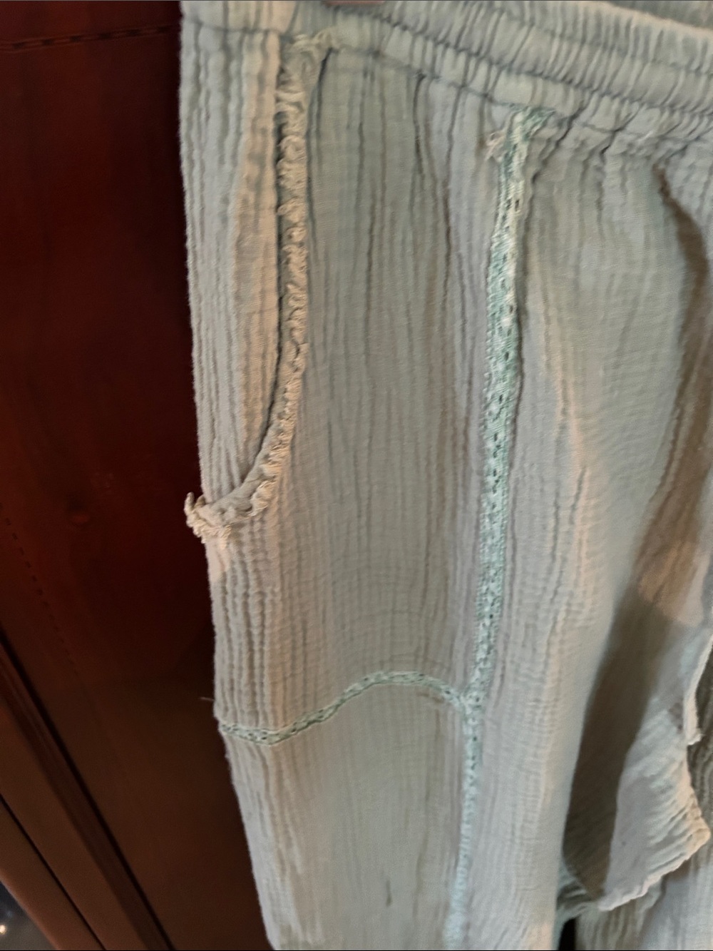 Relaxed Drawstring womens Pants in Sage Green - Picture 2 of 8